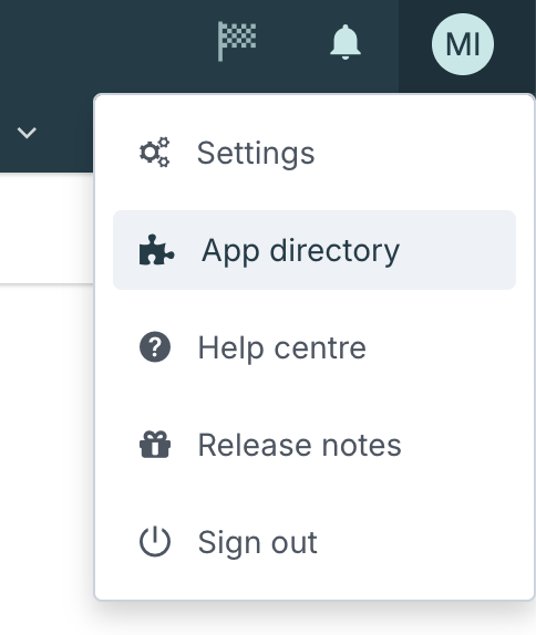 Settings, App directory