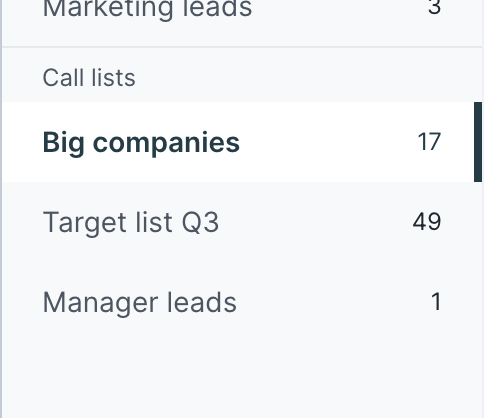 Upsales call lists